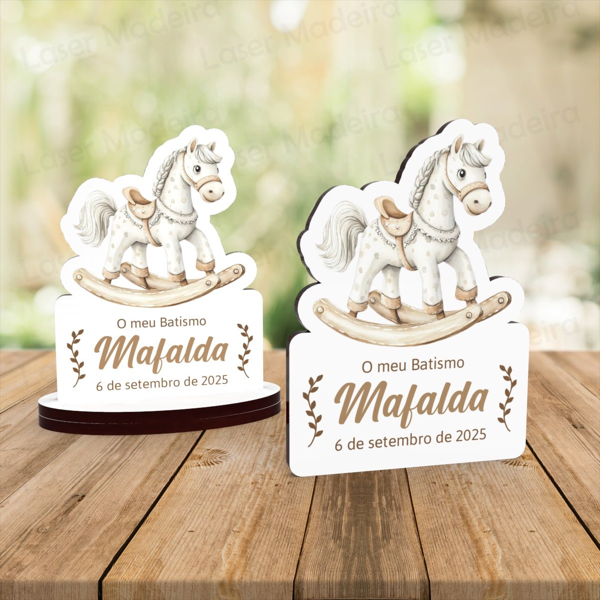 Lembrança Personalizada com Cavalinho - Iman ou base - Laser Madeira